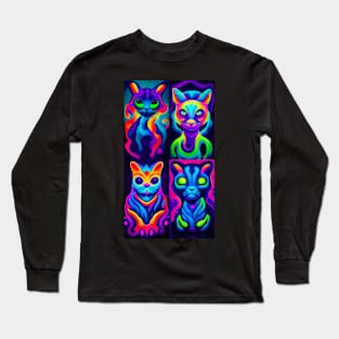 Psychedelic Trippy Cats Long Sleeve T-Shirt